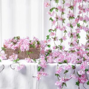Artificial Cherry Blossom Flower Vine with Leaves