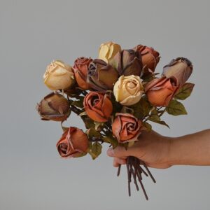 3PCS High Simulated Dried Rose Flower for Bridal Bouquet Home Wedding Decoration