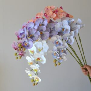 High Quality 9heads Butterfly Orchid Phalaenopsis Latex Artificial Flowers Dining Table Decoration Wedding Party Home Decor Floral